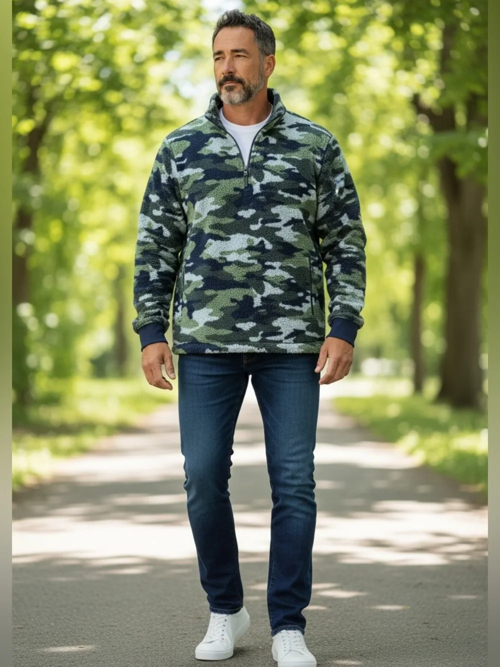 Banana Republic Fleece Camo Sherpa 1/4 Zip Pullover